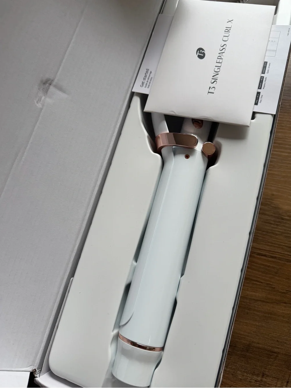 T3 SinglePass Curling Iron 1.5in White/Rose Gold
